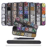 EBANKU Nail Art Strass Kit Multi Design Zubehör Mit 1 Pinzetten 1 Stück Wachsstifte Deko Diamanten Kristalle Perlen Edelsteine ​​Bunt Pferdeaugen Strass Metal Nieten Für Nagel DIY (1 Stück (10Er Pack))