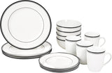 Amazon Basics Coffee Black Rim 16-delt porcelænssæt til 4