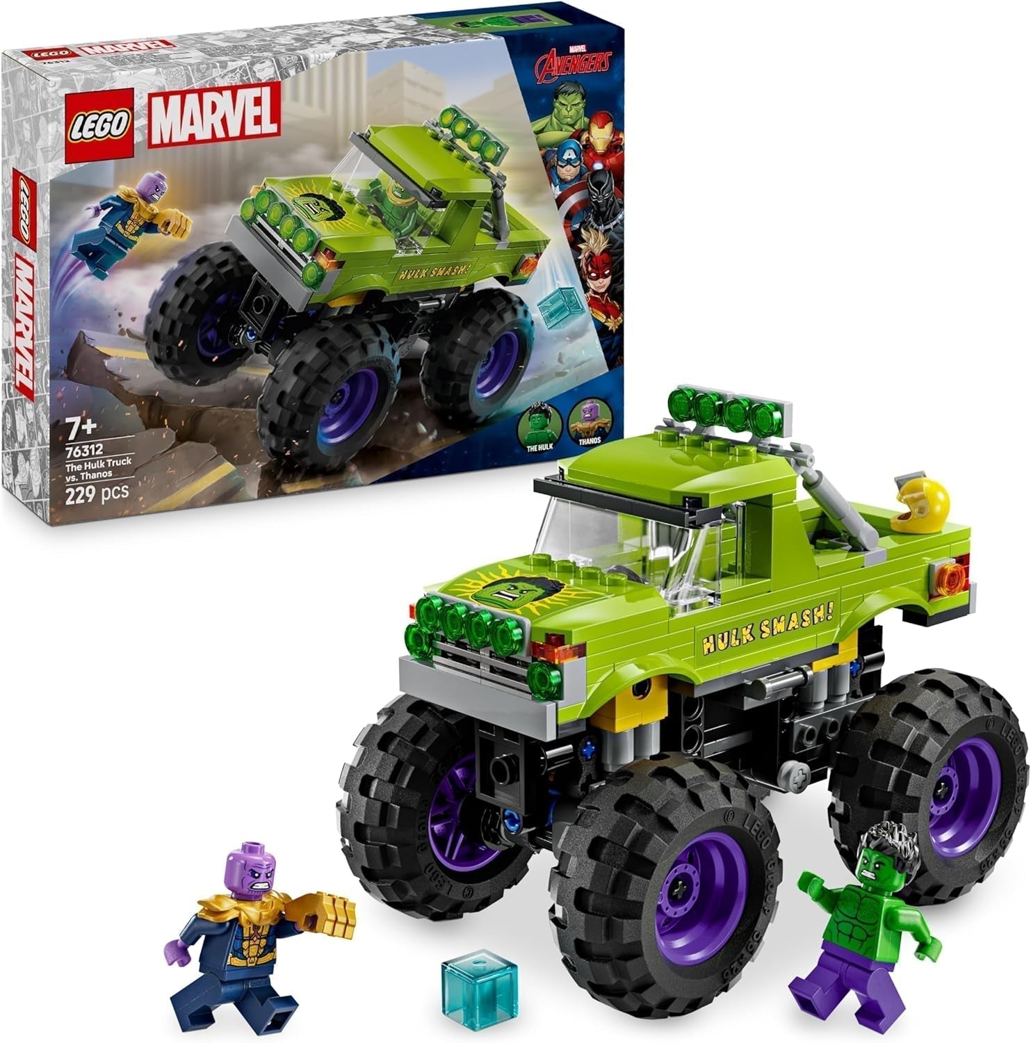 LEGO Ç€ Marvel Hulk Truck Vs. Thanos - Superheltebyggelegetøj - Avengers-køretøj og minifigurer - Monstertruck til megasjov - Gave til drenge og piger 7 år - 76312 Byggesæt Besuche den LEGO-Store Standardtitel
