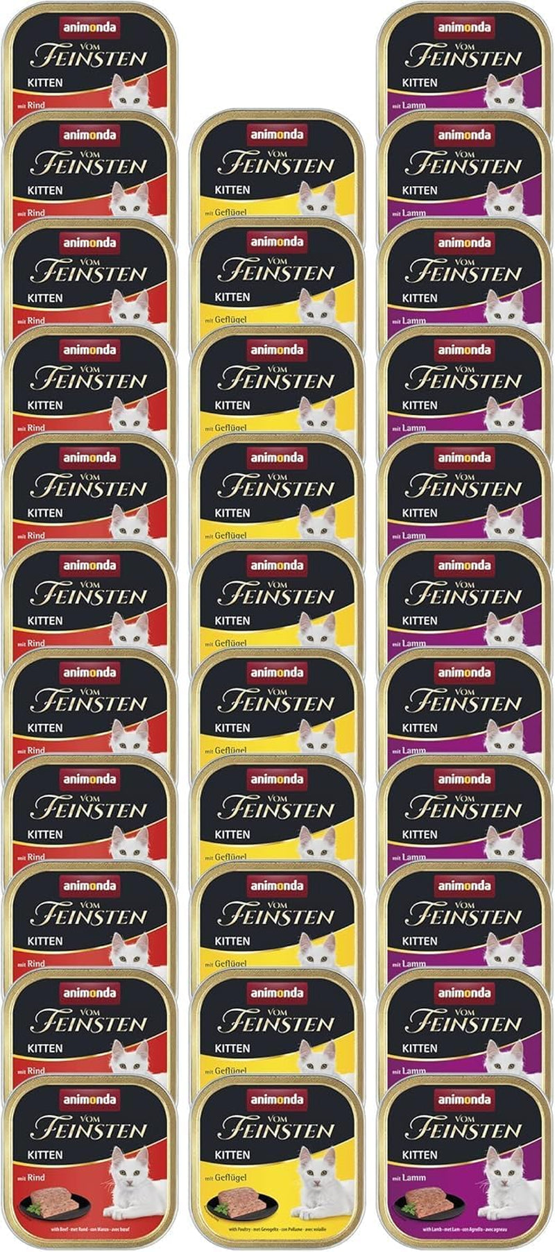 animonda Vom Feinsten Kitten Variety til killinger (32 x 100g), kornfrit og sukkerfrit vådfoder til unge katte med 100% friske og kødfulde ingredienser.