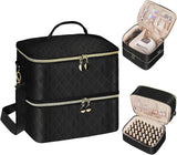 Nail Lacquer Organizer Tasche, Doppelschicht Nail Lacquer Opbevaringsboks, Organizer Koffer Für Nageldesign Kosmetiktasche Für 30 Flaschen Neonail Base(15Ml-0.5 Fl.Oz) & 1 Neglelampe(Schwarz)