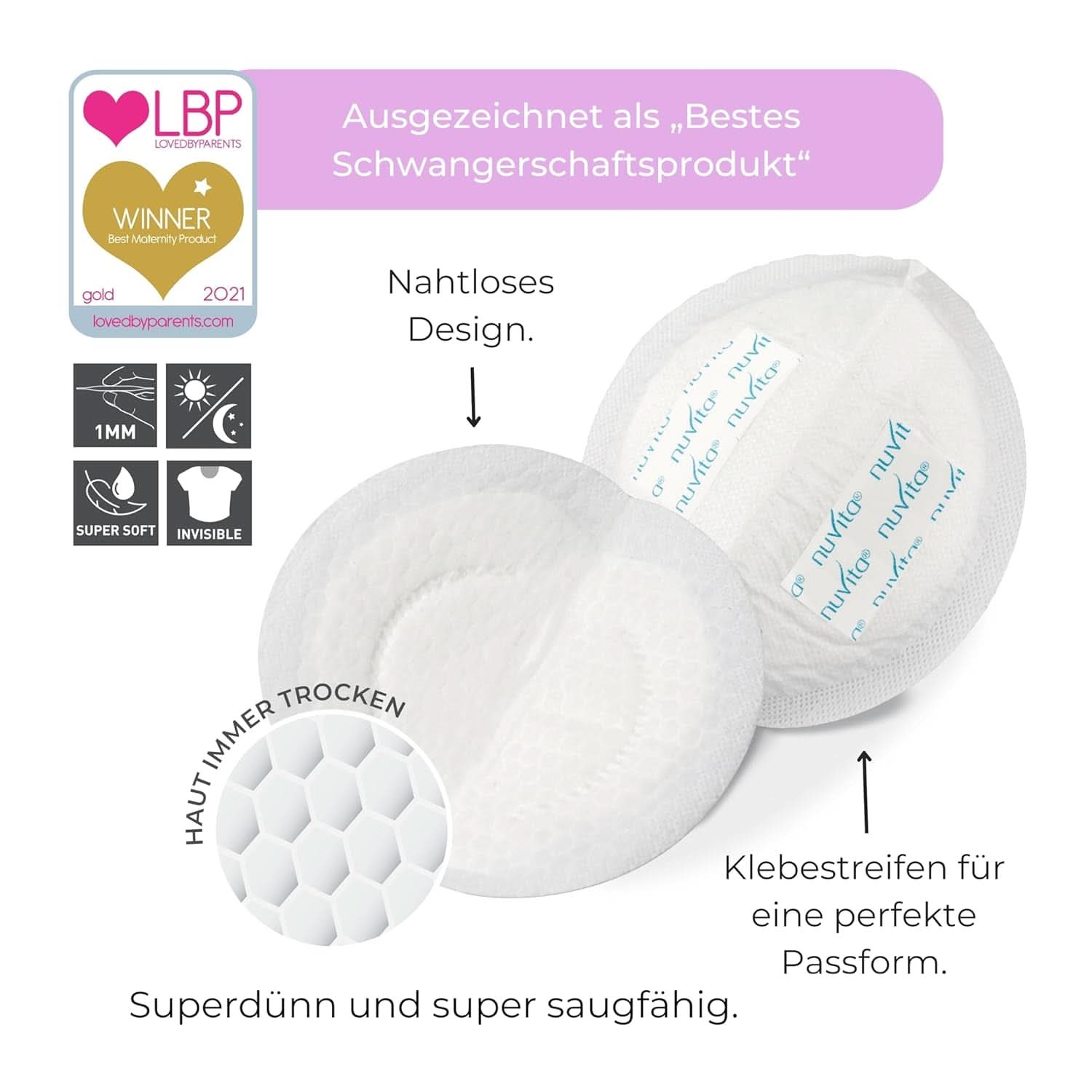 Nuvita 1202 - Absorbenter til dag- og natamning Tilbehør Mad og amning Bebe Naty Shop