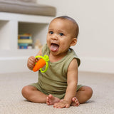 Infantino Lil' Nibbles, tekstureret silikonebider, BPA-fri babybitring, blødt, let at holde, sansestimulering til spædbørn, gulerod