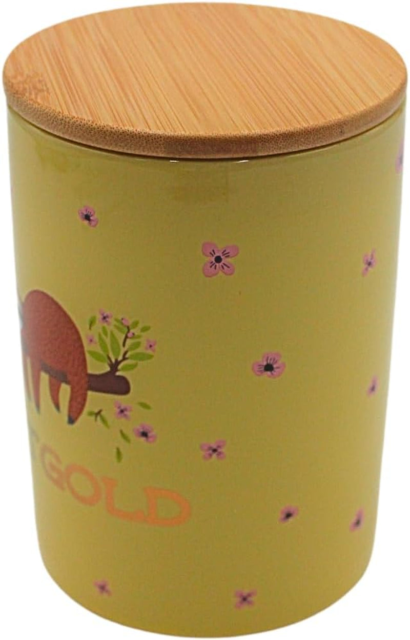 Dekohelden24 Elegant keramisk opbevaringsboks/kaffe/frisk mad/kiks Hüftgold. Motiv: leneș. Mål: H/Ø 15,6 x 11 cm. Naty Shop madopbevaringskasser