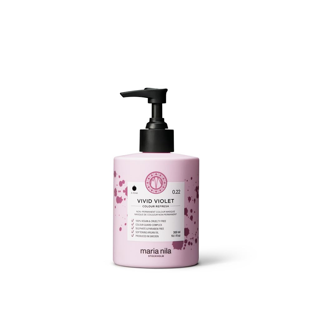 Maria Nila Colour Refresh 300 ml - En nærende farvebombe indeholdende midlertidige farvepigmenter, der hurtigt genopfrisker hårfarven. 100% vegansk. Ingen sulfater og ingen parabener. Hårfarve Naty Shop Vivid Violet