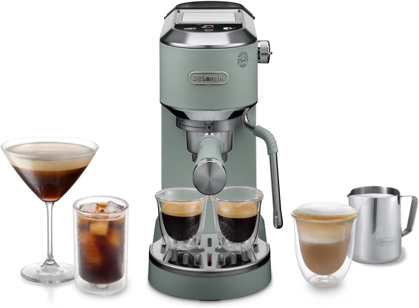 De'Longhi Dedica Style EC 685.B – Espressomaskine med portafilter, espressomaskine med professionel mælkeskummer, kun 15 cm bred, til malet kaffe eller ESE-kapsler, 1 l vandtank, sort