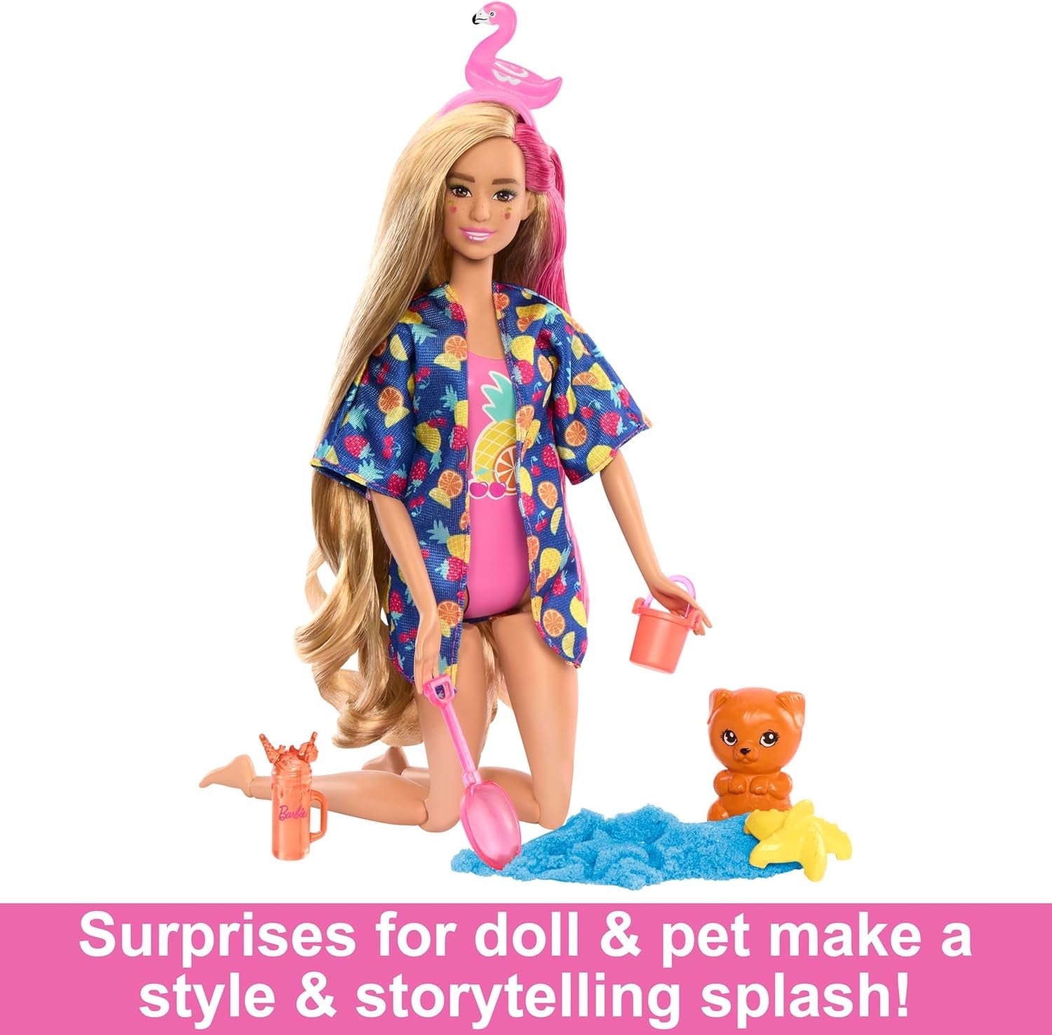 BARBIE Pop Reveal Rise & Surprise Gavesæt - 15+ overraskelser inklusive 1 Barbie-dukke, strandtilbehør til legende og frugtig sjov for børn fra 3 år og opefter, HRK57
