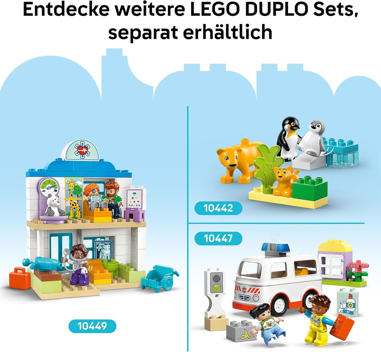 LEGO DUPLO Town Wild Animal Families 3-i-1 sæt, pædagogisk legetøj til småbørn med skildpadder, tigre, elefanter, hjorte, pandaer, sæt til førskolebørn fra 2 år, byggelegetøj med dyrefigurer 10446 byggesæt Beuche den LEGO-Store