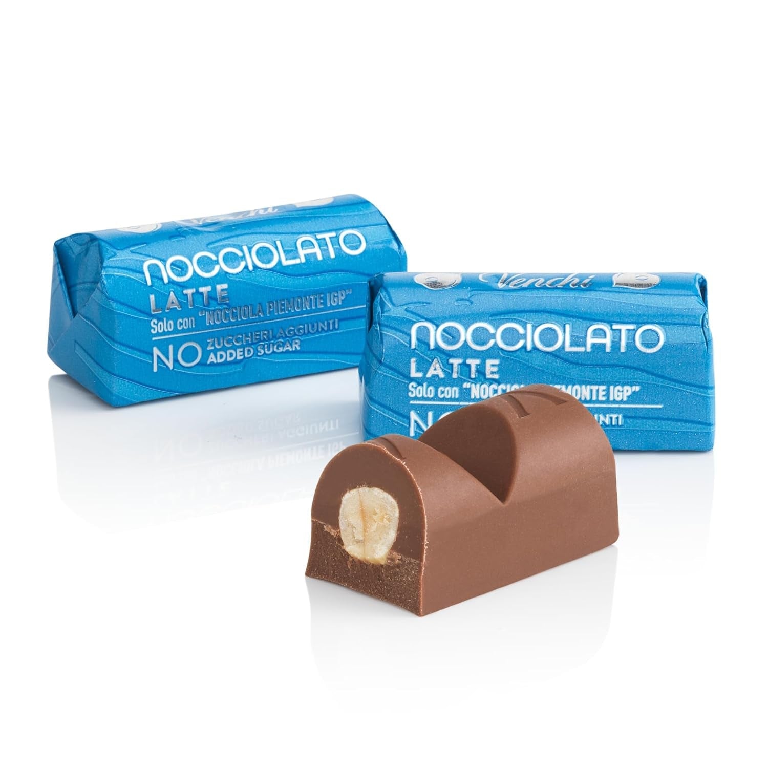 Venchi - Chokoladebarer med mælk og hasselnødder - 70% sukker - Praliner med BGB Piemonte hele hasselnødder, 1 kg - Glutenfri