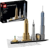 LEGO Architecture New York City-sæt, Skyline-modelsæt med World Trade Center og Frihedsgudinden, Håndværk til voksne, Hjem- og kontordekorationer, Gaver til kvinder og mænd 21028 Byggesæt Besuche den LEGO-Store Single