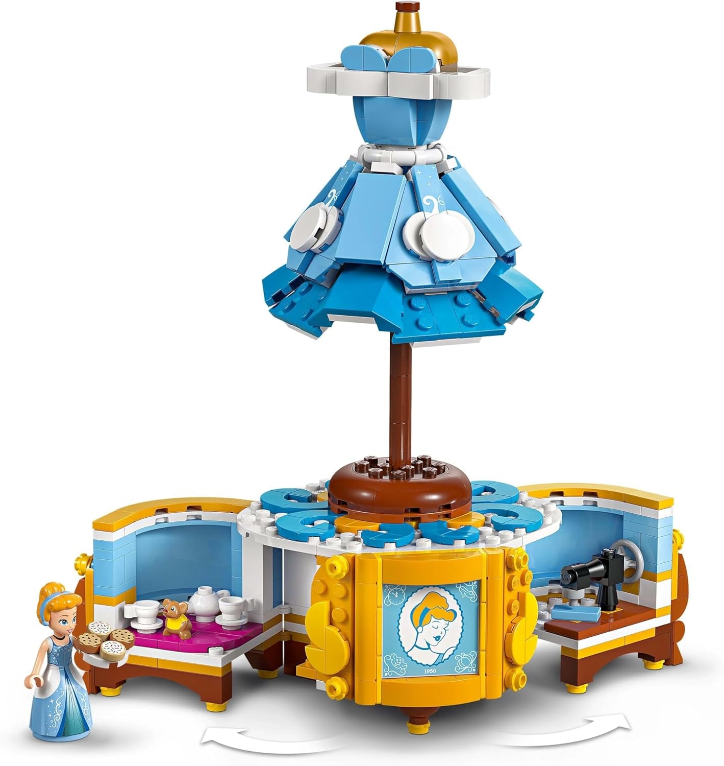 LEGO Ç€ Disney Princess Askepotkjole, legetøj til drenge og piger fra 9 år - inkluderer en kjolebøjle, en Askepot minidukke og en musefigur - Kreativt legesæt 43266 Byggesæt Beuche den LEGO-Store