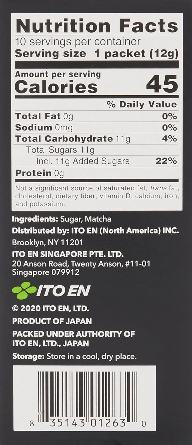 ITO DA Instant Matcha Powder – Sødet Matcha-tepulver i 12 g poser (10 stykker pr. pakke) – 1 x 120 g (2 pakke)