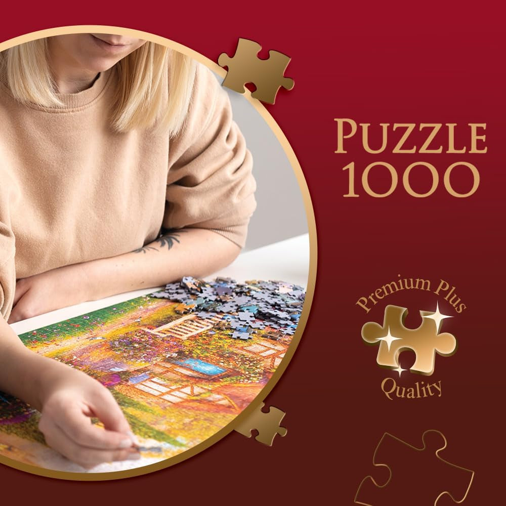 Trefl Premium plus Quality - Puzzle Tea Time: Houses Stoney Lane - 1000 brikker, Serie af nostalgiske malede billeder, Ideel matchning af brikker, For voksne og børn fra 12 år Puzzle Naty Shop