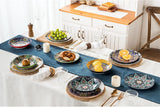 HENXFEN BLY Porcelænsservisesæt, 12-delt porcelænsstel til 4, farverigt porcelænsstel til 4 - Håndmalede tallerkener, Desserttallerkener, Suppetallerken - Bohemian Style