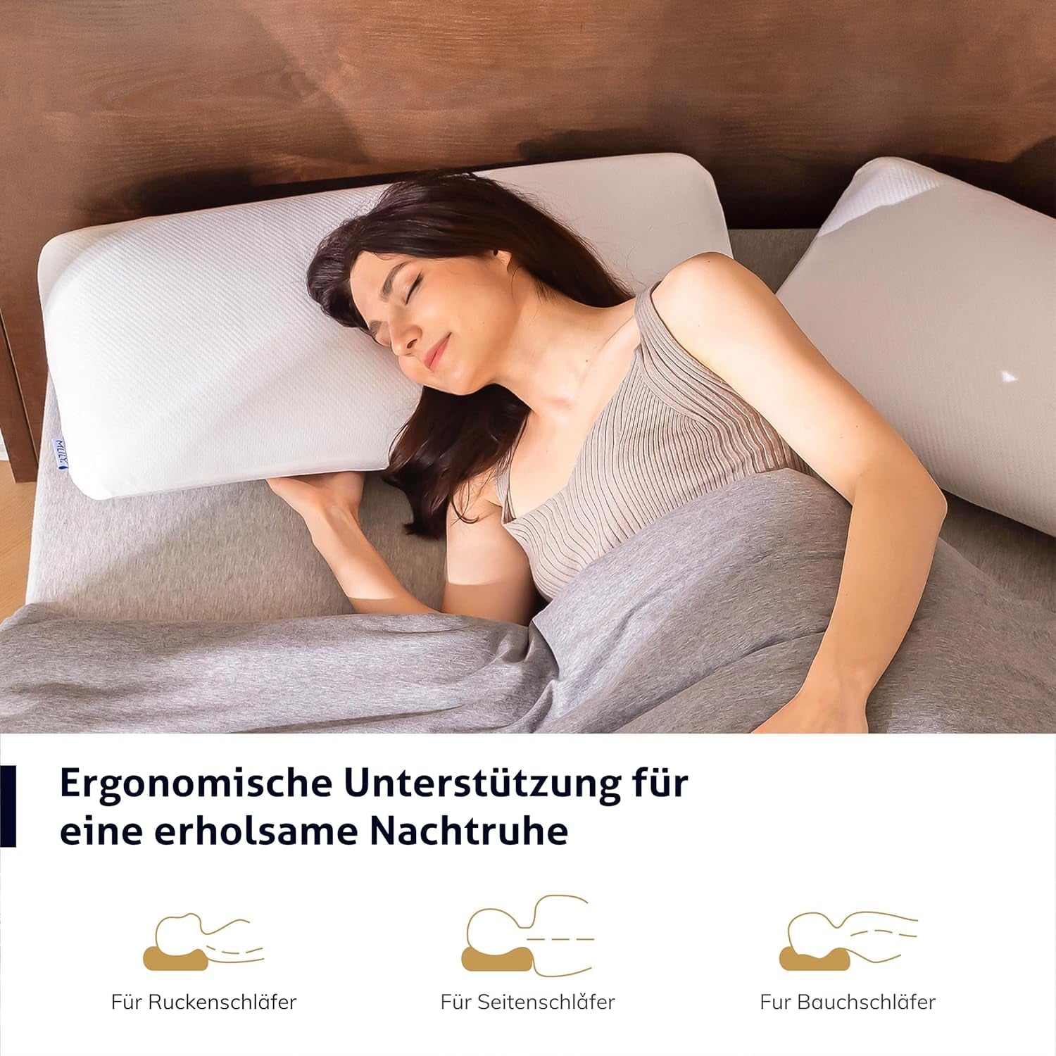 EGO HOME Pude Memory Foam Blød Ergonomisk Pude Til Ryg Sleeper Side Sleeper Nakkestøttepude med åndbart og vaskbart betræk, Oeko-Tex Certificeret, Nakkepude 75X35Cm Perne standard Naty Shop