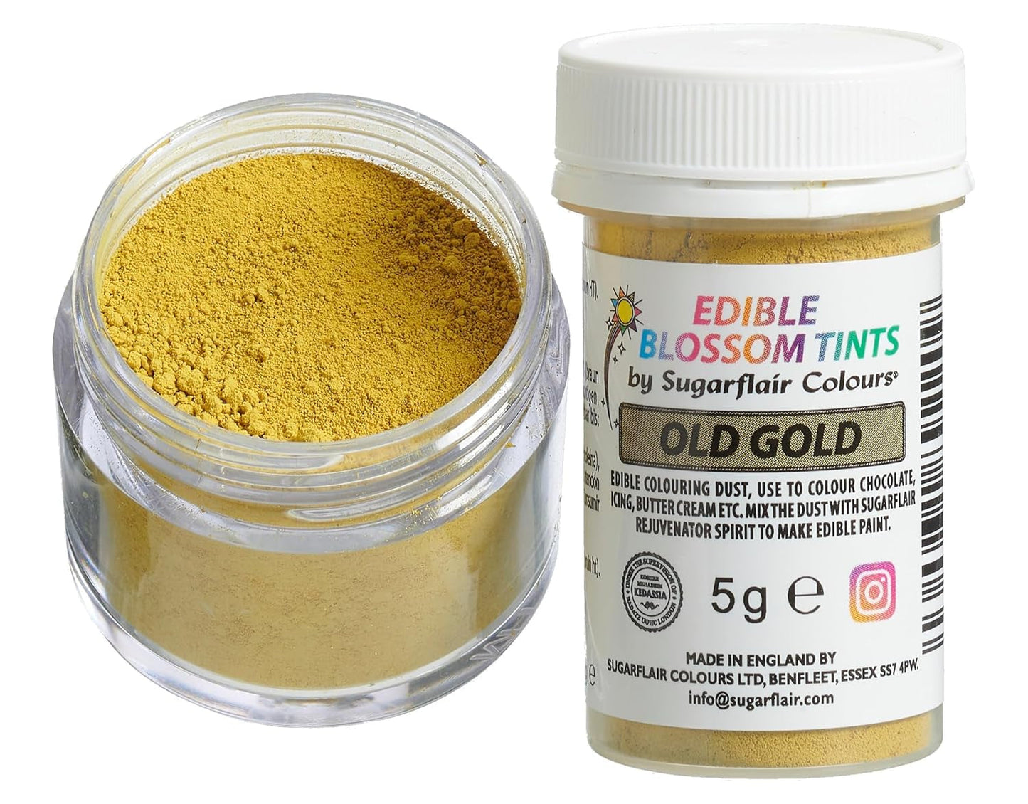 Sugarflair Blossom Tint Dust Old Gold Food Coloring Powder - Madfarvepulver til kagepynt, fondant, glasur, chokolade, smørcreme, macarons og mere - 5G