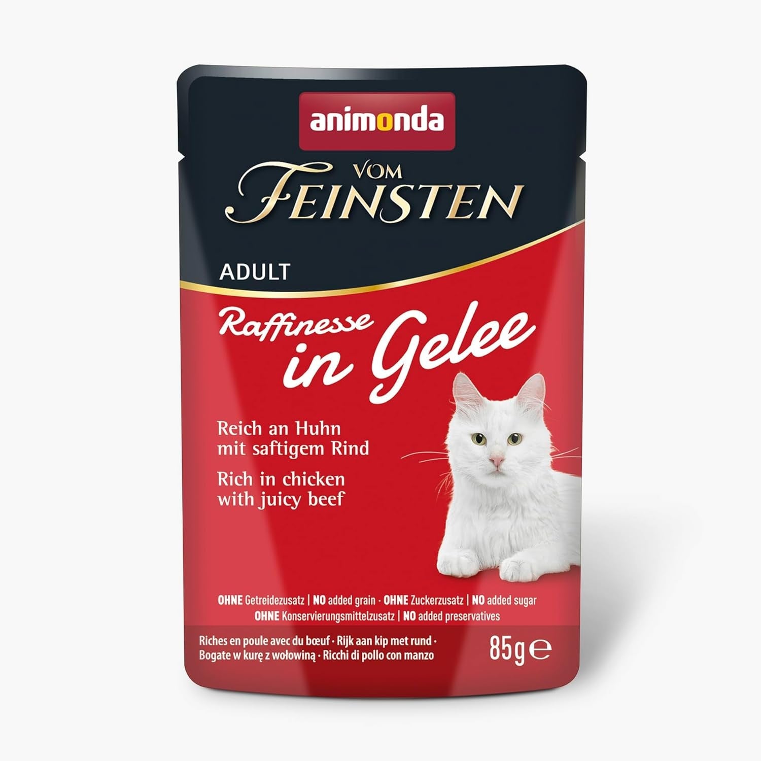 animonda Vom Feinsten Adult Raffinesse Katzenfutter in Gelee, Mixpack vom Land (12 x 85 g), Nassfutter mit Taurin og Vitamin D3, ohne Zusatz von Zucker, Soja og Getreide