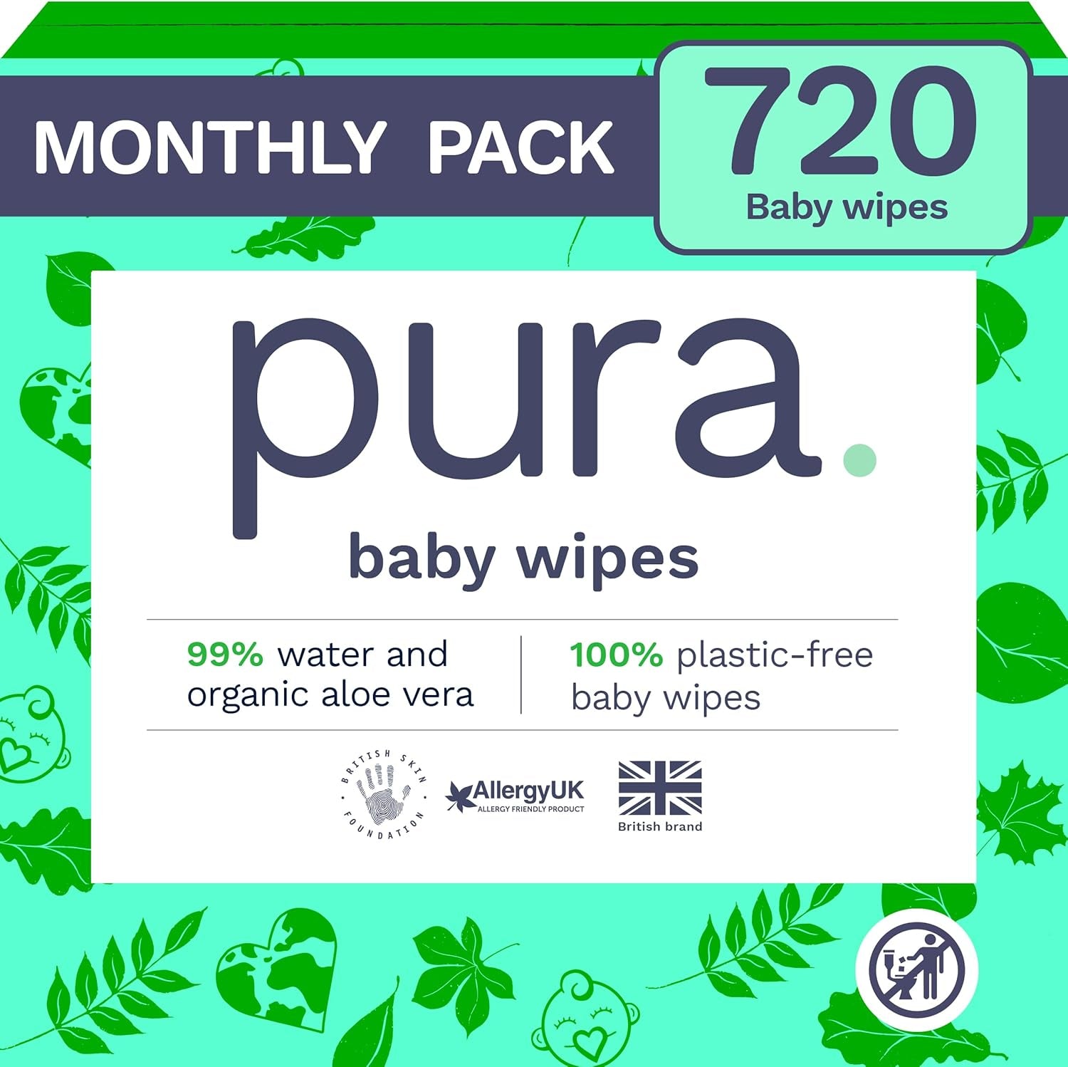 Miljøvenlige engangsbabyservietter til følsom babyhud 70 servietter (1 pakke) 99 % vand 100 % plastikfri til følsom hud Eksemtilbøjelig nyfødt biologisk nedbrydelig vegansk