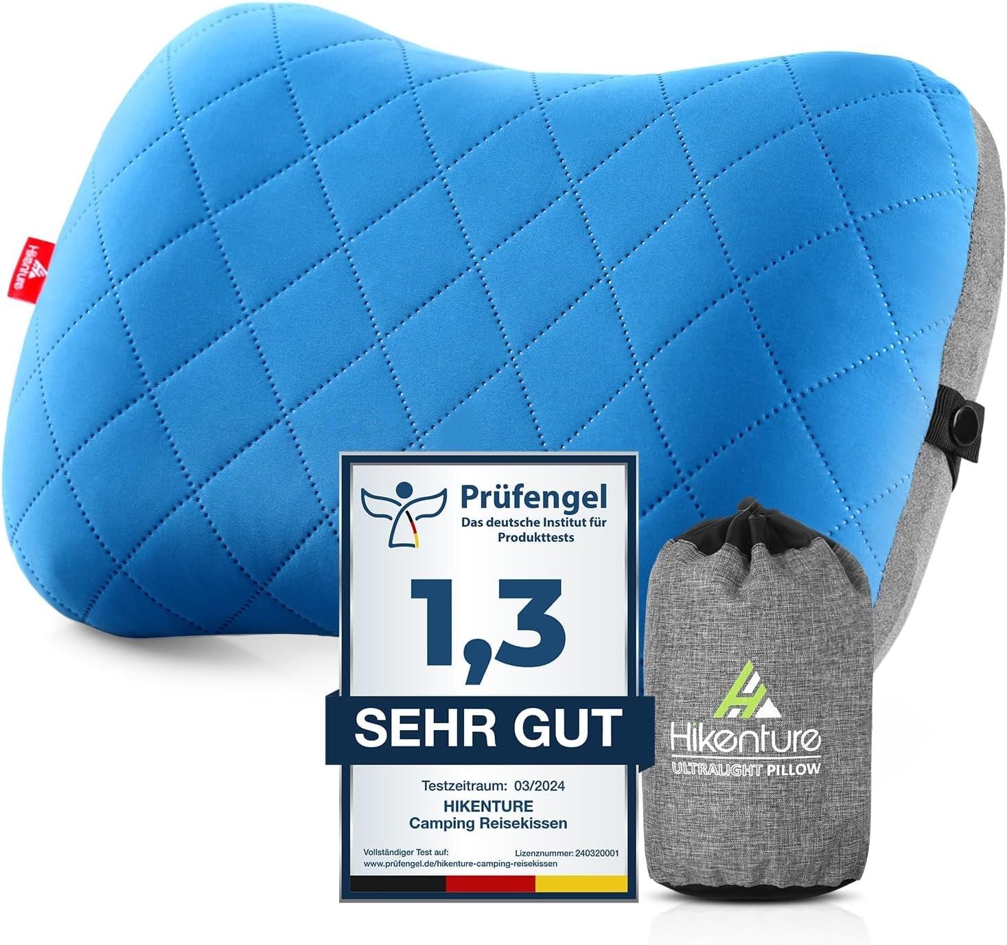 HIKENTURE Oppustelig camping-/rejsepude med aftageligt pudebetræk, ergonomisk pude, komfortabel nakkepude til rejser/udendørs, oppustelig rejsenakkepude (grøn) ... Cervikal ortopædiske puder Naty Shop Blue