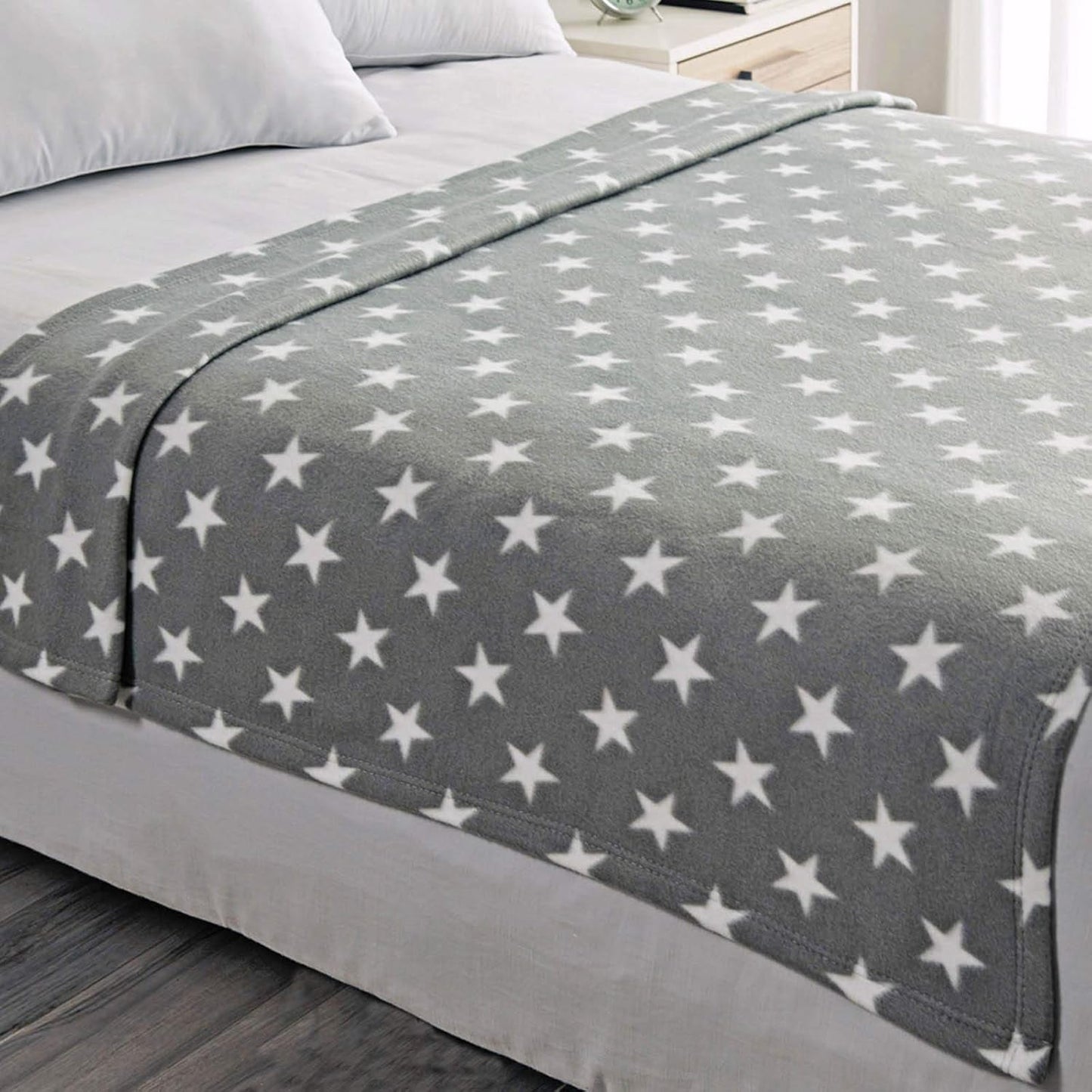 DREAMSCENE behageligt tæppe fluffy tæppe fleece tæppe - stue tæppe varmt vinter blødt, sofa tæppe, sofa tæppe, kramme tæppe børn, stue & kramme tæpper 120X150Cm, sofa plaid tæppe grå stjerner Senge og tæpper Besuche den DREAMSCENE-Store