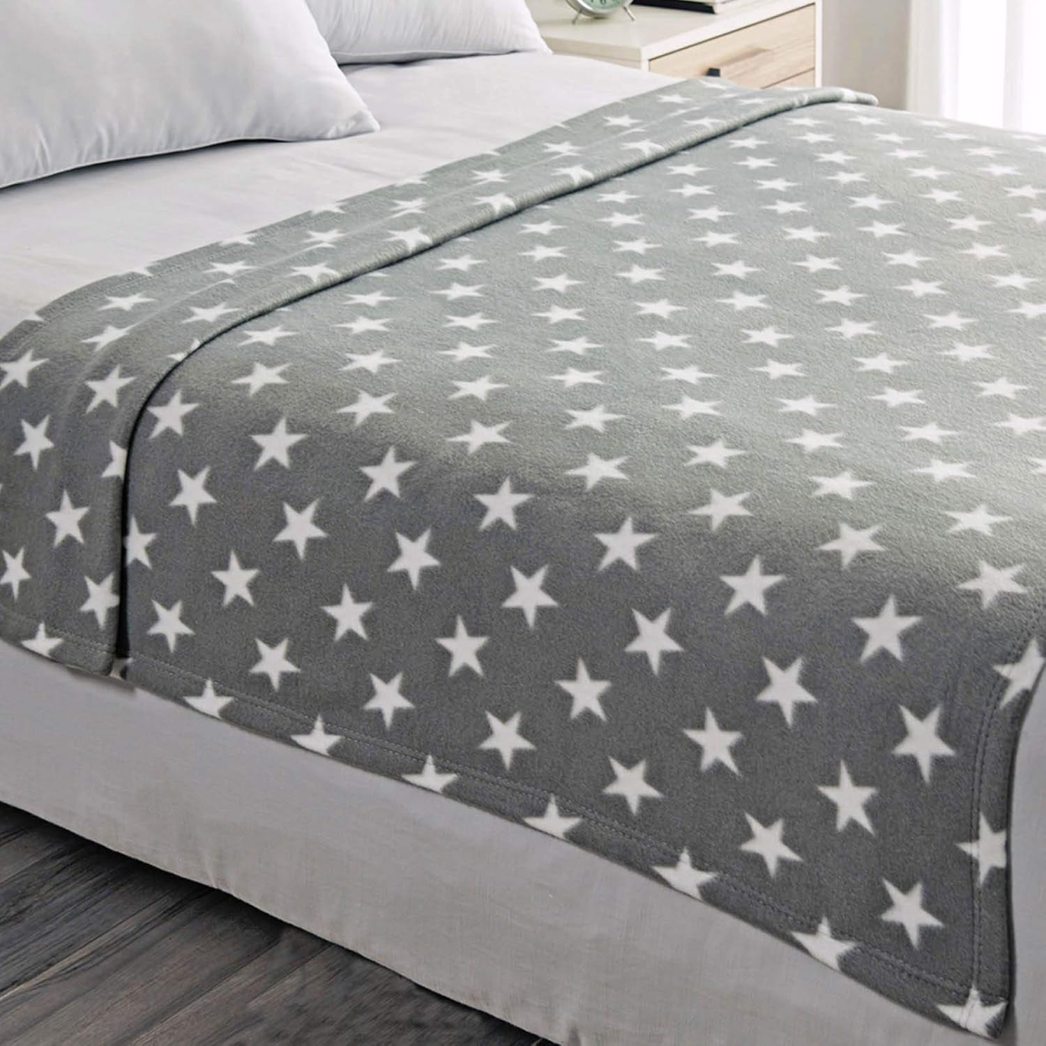 DREAMSCENE behageligt tæppe fluffy tæppe fleece tæppe - stue tæppe varmt vinter blødt, sofa tæppe, sofa tæppe, kramme tæppe børn, stue & kramme tæpper 120X150Cm, sofa plaid tæppe grå stjerner Senge og tæpper Besuche den DREAMSCENE-Store