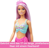 Barbie Havfruedukke - med langt lyserødt hår og individuelt stylingtilbehør, inklusive børste, smuk kammuslingspids og lyserød halefinne, til alderen 3 og opefter, HRR00