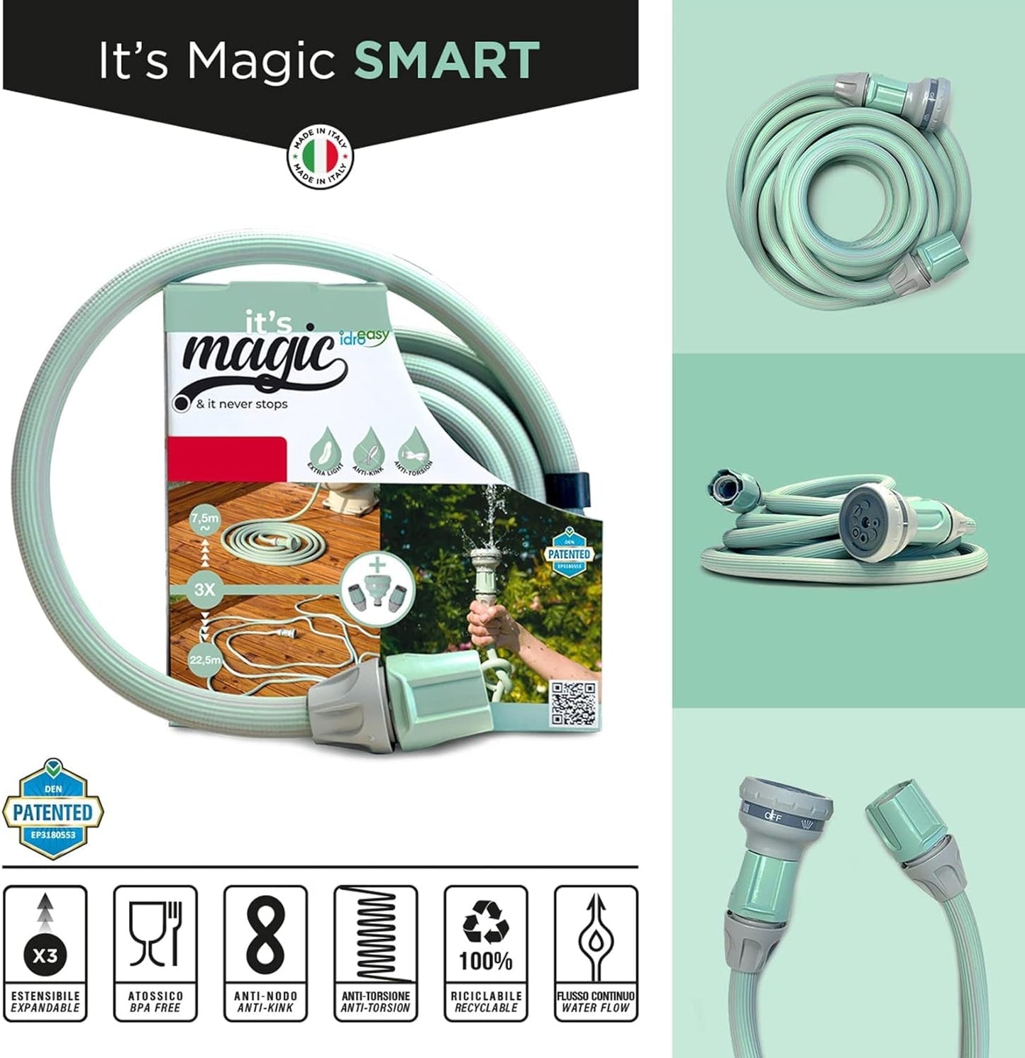 Magic Soft Smart 30 Meter - Havevandingsrør, Anti-knude, Anti-twist, Vandslange