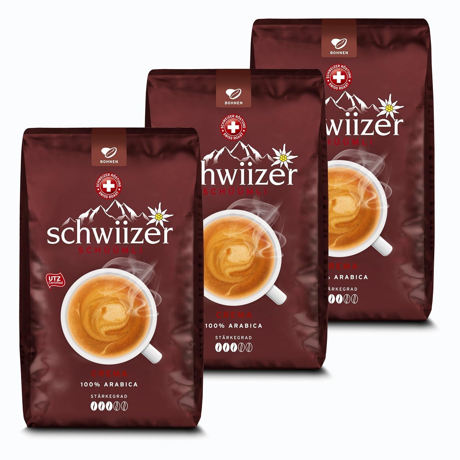 Kaffebønner Schwiizer Schüümli Creme, ristet kaffe, kaffebønner, 3000 g