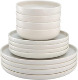 CreaTable, 33065, Uno Series Gul-Hvid 12-delt porcelænssæt, tallerkensæt i porcelæn, Tåler opvaskemaskine og mikroovn, fremstillet i Portugal