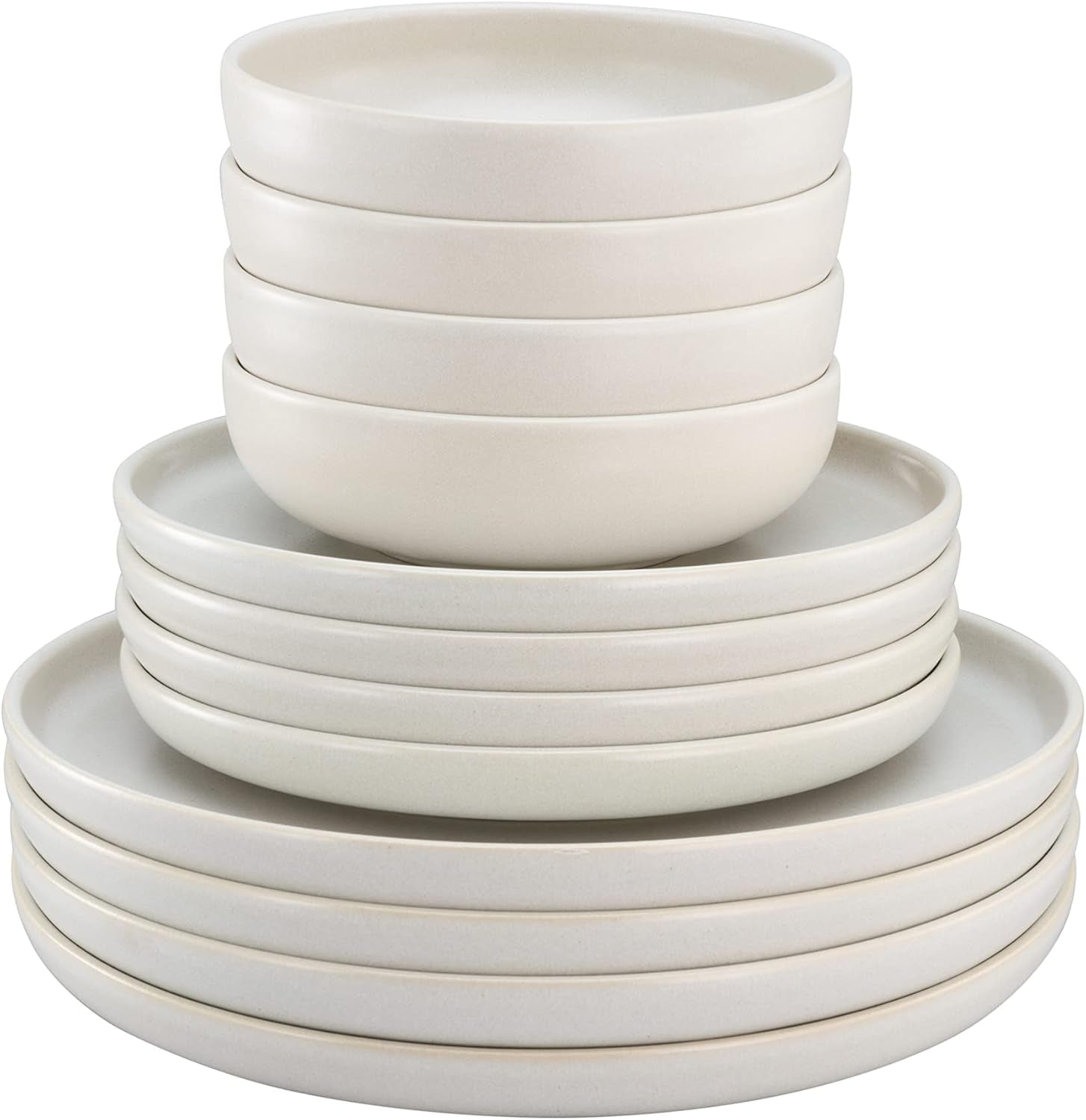 CreaTable, 33065, Uno Series Gul-Hvid 12-delt porcelænssæt, tallerkensæt i porcelæn, Tåler opvaskemaskine og mikroovn, fremstillet i Portugal