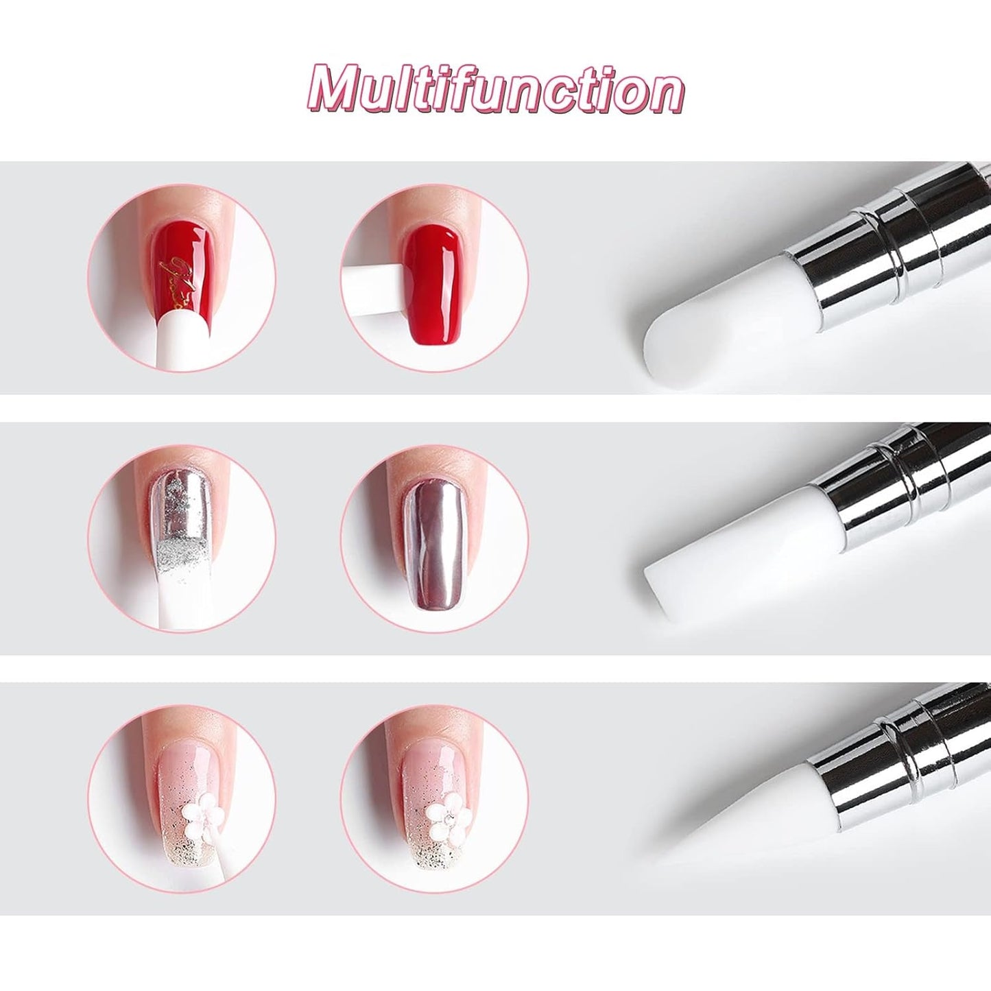 Qufiiry 5PCS Silikon Nagel Pinsel, Gel Schnitzen Pinsel, Silikon-Modellier Pinsel Sæt, Dobbelt Købfe DIY Maniküre Werkzeug