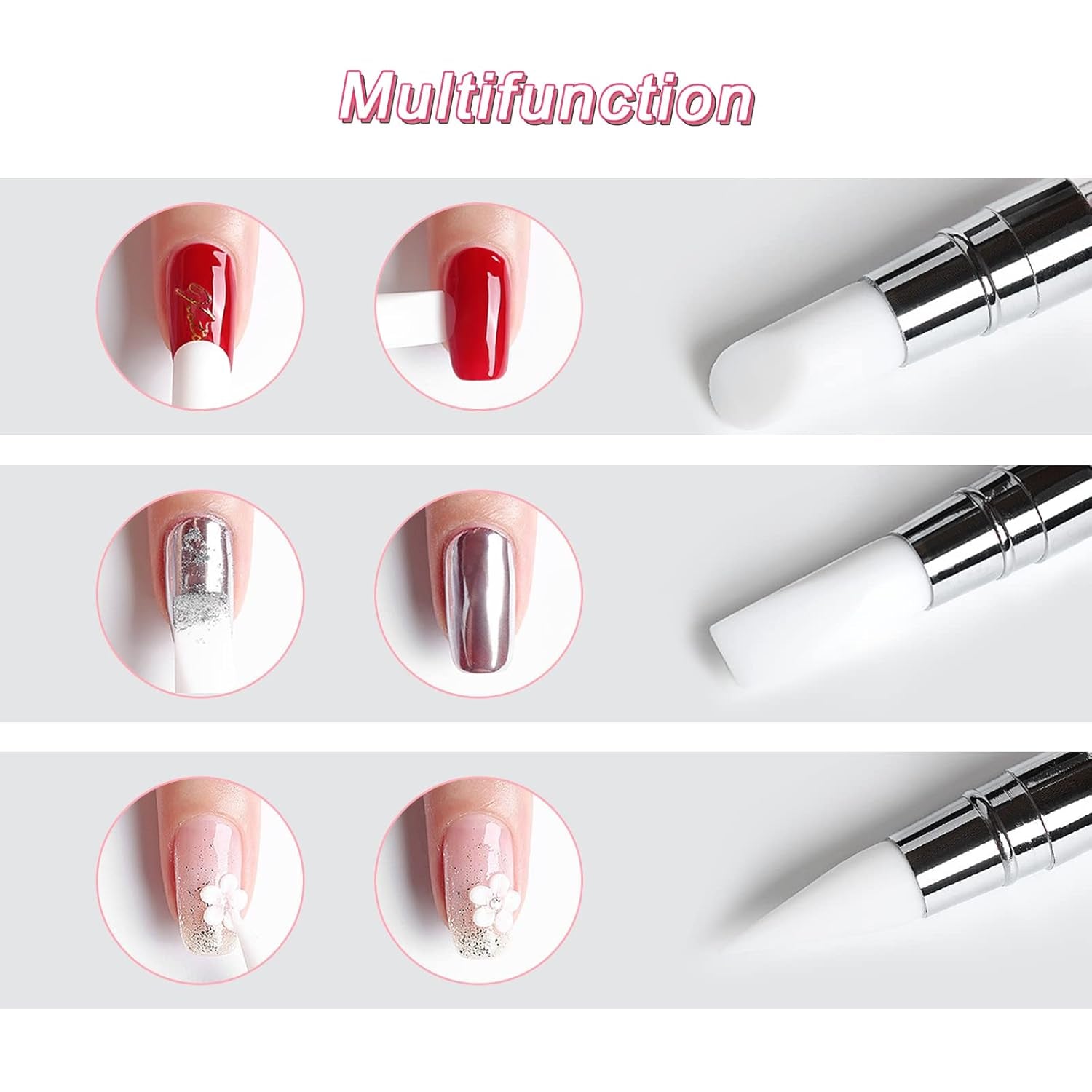 Qufiiry 5PCS Silikon Nagel Pinsel, Gel Schnitzen Pinsel, Silikon-Modellier Pinsel Sæt, Dobbelt Købfe DIY Maniküre Werkzeug