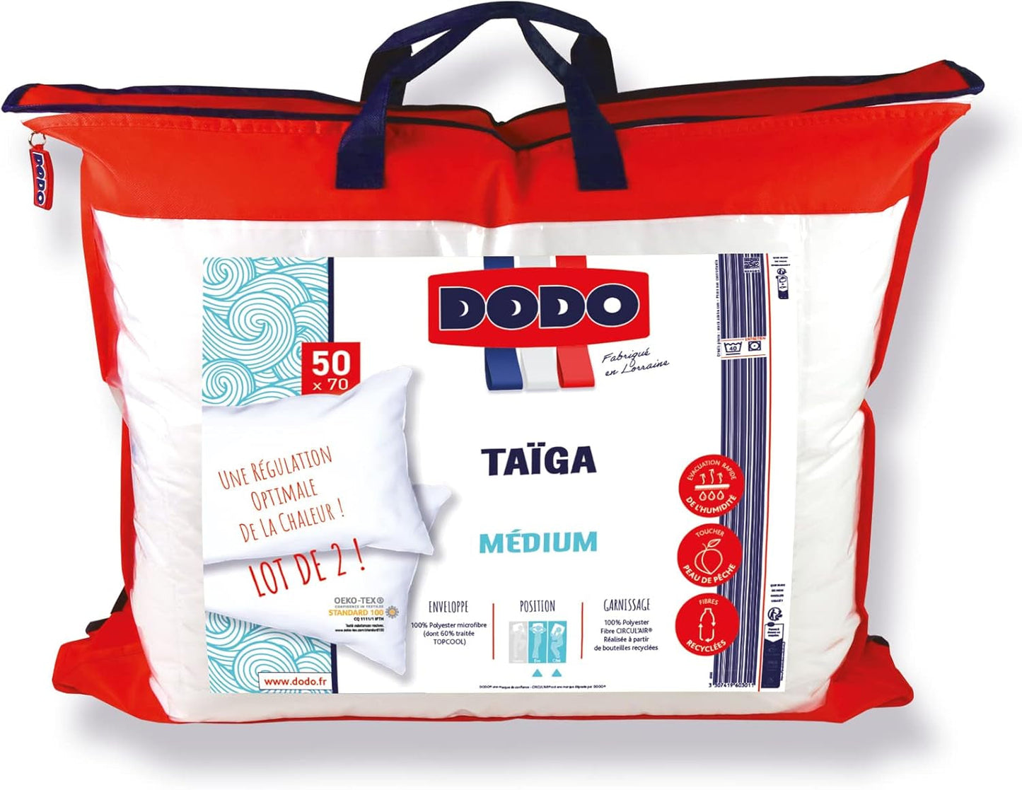 DODO 2-delt pude, 50 X 70 cm, Medium komfort, Taiga syntetisk pude, Ultrablød og åndbar følelse, Maskinvaskbar ved 40 °C Naty Shop standardpuder