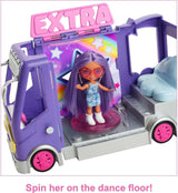 Barbie Extra Mini Mini Dukke, Extra Mini Mini Dukke med Ekstra Glitter Touring Van, Inklusiv Makeup Station og Show Accessories, Børnegave, Legetøj fra 3 år og opefter, HKF84