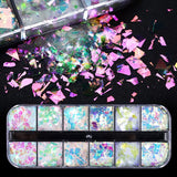 JMEOWIO Nail Glitter 12 Grids Havfrue Negle Art Decoration Accessories Negle Design
