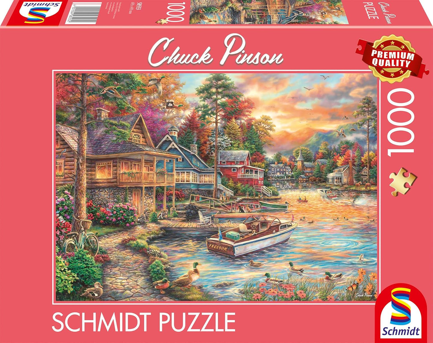 Schmidt Spiele 58553 Chuck Pinson, Shore in the Evening Gold, puslespil 1000 brikker Puslespil Naty Shop Standard titel