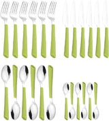 JANE bestik, poleret rustfrit stål 18/0, grønne plastikhåndtag, 24 stykker Kitchen Naty Shop