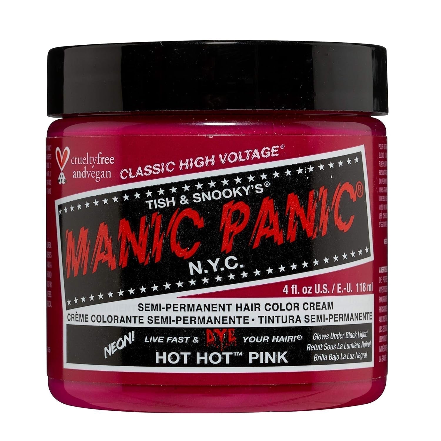 Manic Panic Hot Hot Pink Classic Creme Vegansk Cruelty Free Semi Permanent Hårfarve 118ml Naty Shop Hårfarve Hot Hot Pink 118 Ml (1 pakke)
