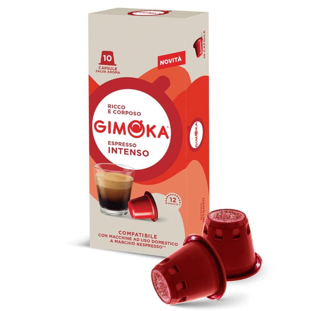 Gimoka Kaffeekapseln Espresso Intenso, Intensität 12/13-100 Kapsel - Kompatibel med Nespresso* Haushalts-Espressomaschinen - 100 Stück (10 x 10 Getränke) - Hergestellt i Italien