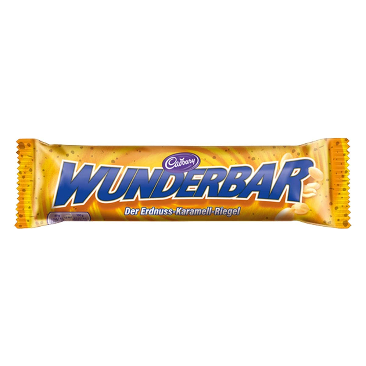 WUNDERBAR Peanuts – Karamel jordnøddestænger individuelt pakket ind med sprøde stykker peanuts – 24 x 49 g