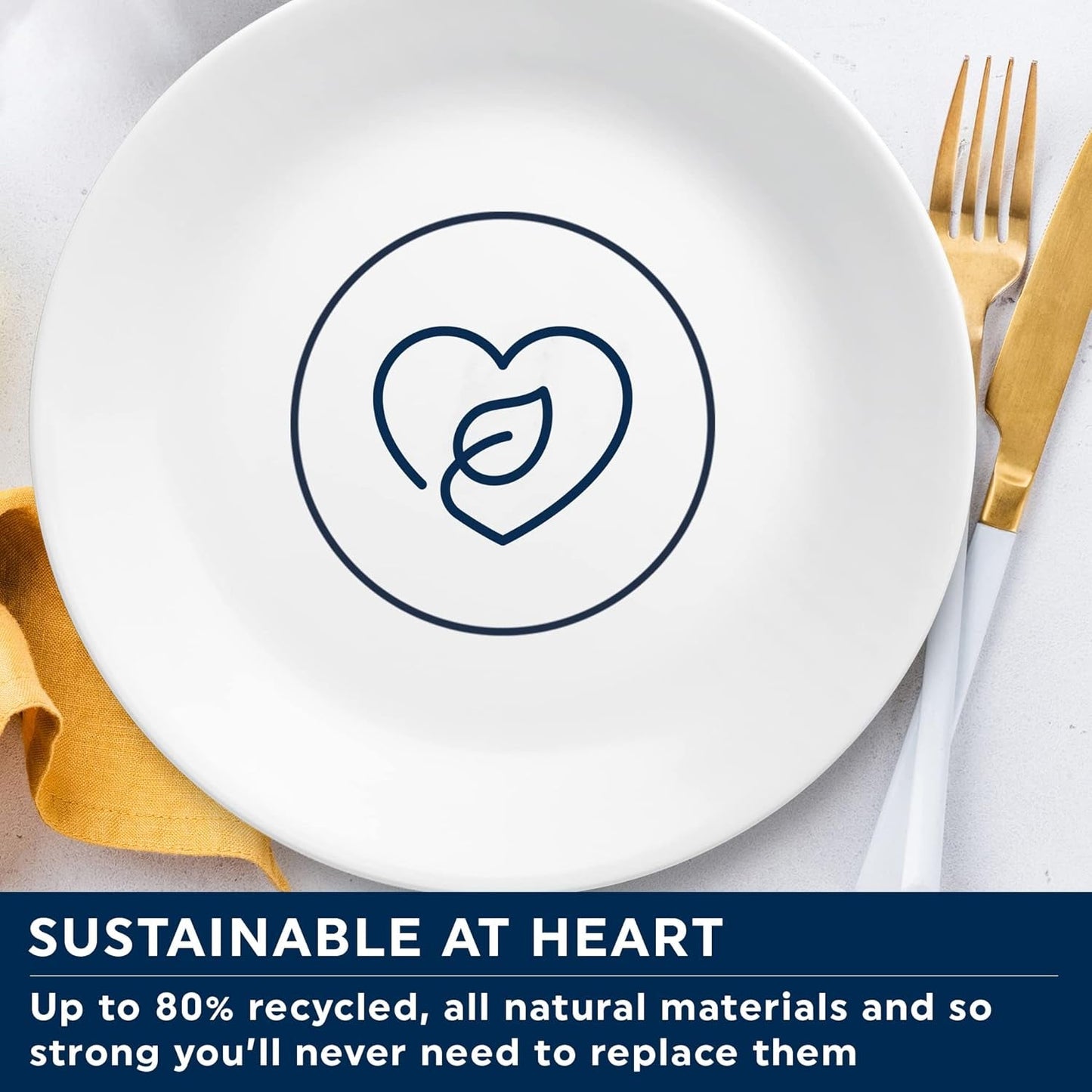 Winter Frost porcelænssæt til 4, 12 stykker, Premium Ultra-Durable Vitrelle™ glasstel, tåler opvaskemaskine, tåler mikroovn og mikroovn, festligt vinterdesign