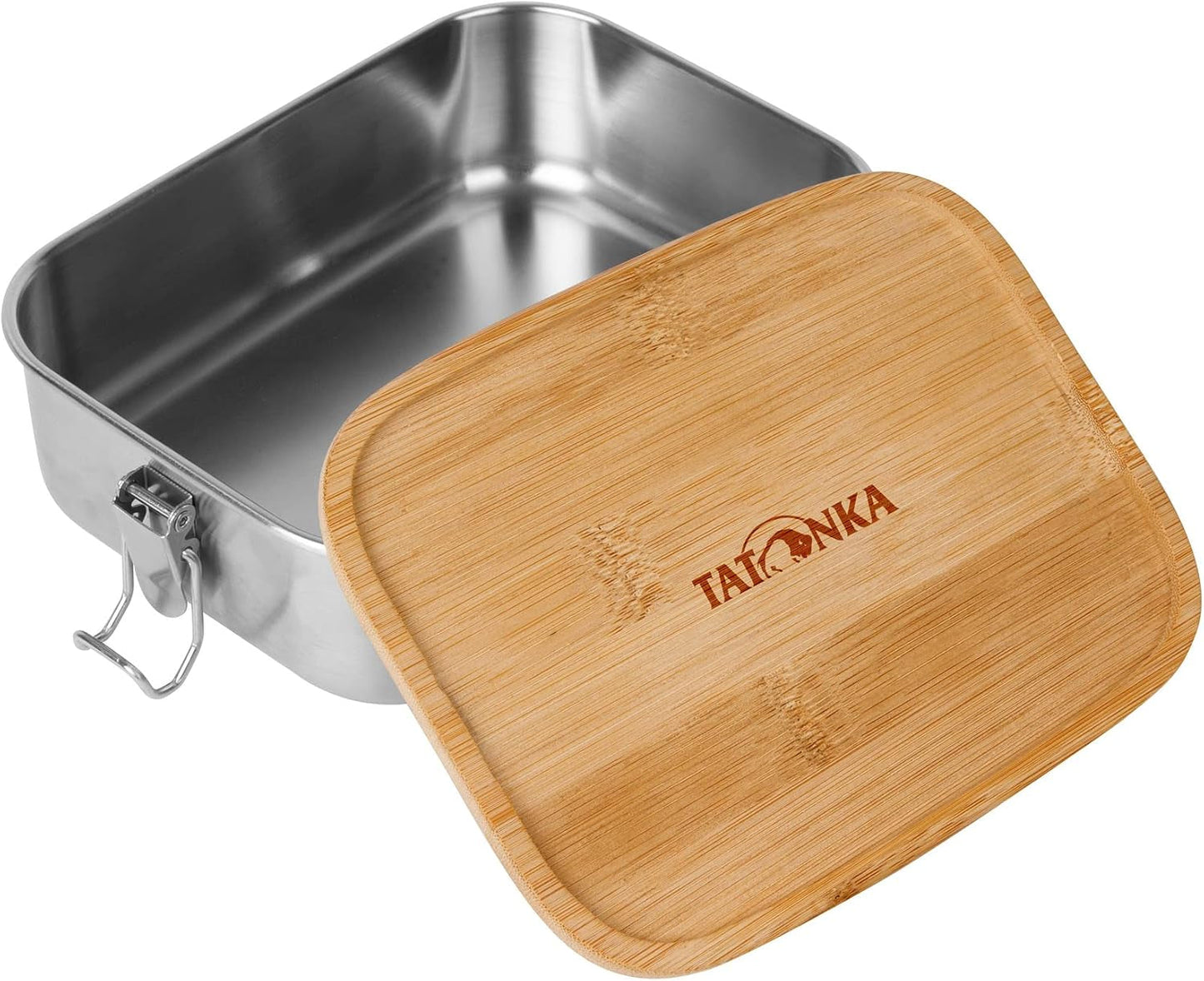 Tatonka Rustfrit stål Madkasse I Bambus Madkasse (800ml / 1000ml) - Brødkasse med bambuslåg og svinglåg - uknuselig, giftfri, tåler opvaskemaskine, plastikfri og BPA-fri Madopbevaringsbokse Naty Shop 1000 Ml