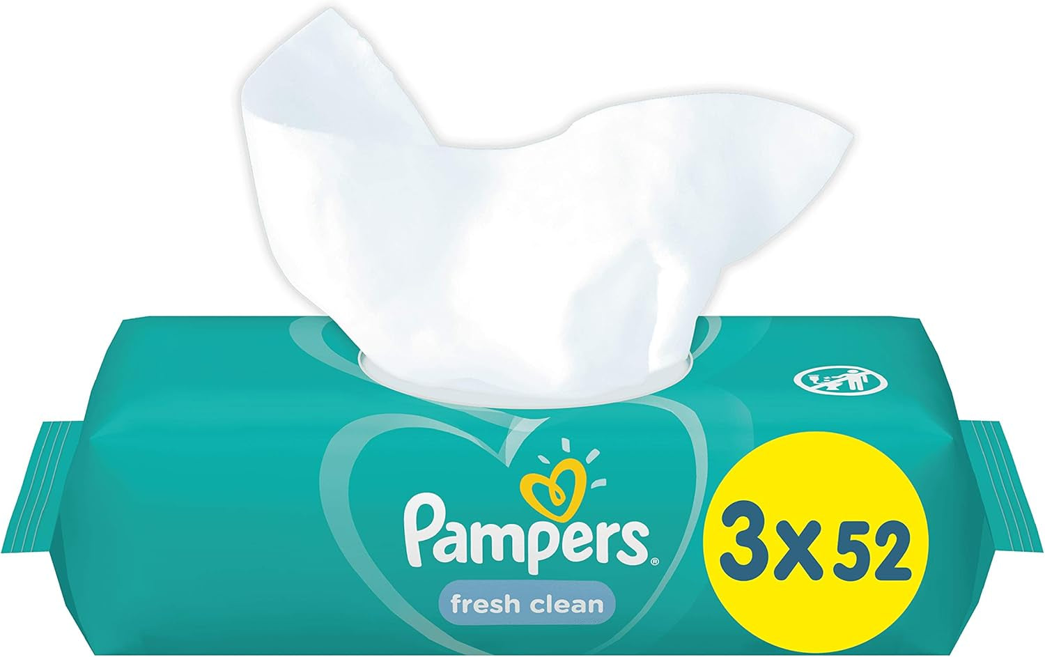 Pampers Fresh Clean babyservietter 81688041, 3x52 stykker, (babyservietter, plastikpose, pige/dreng, turkis, hvid, Tyskland, 896,7 g)