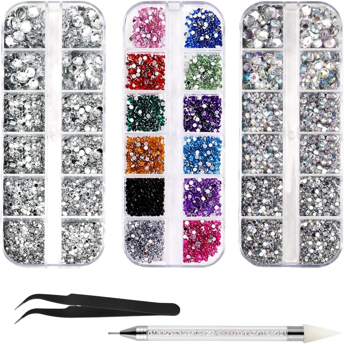 4600 Stück Strasssteine ​​​​Für Nägel, Nagel Glitzersteine ​​​​3 Verschiedene Stil Flache Nail Gems Nägel Steine ​​​​Klein Nagel Steinchen Mit Pinzette Und Strass Picker Dotting Pen Für Nägel/Kleidung/Handwerk