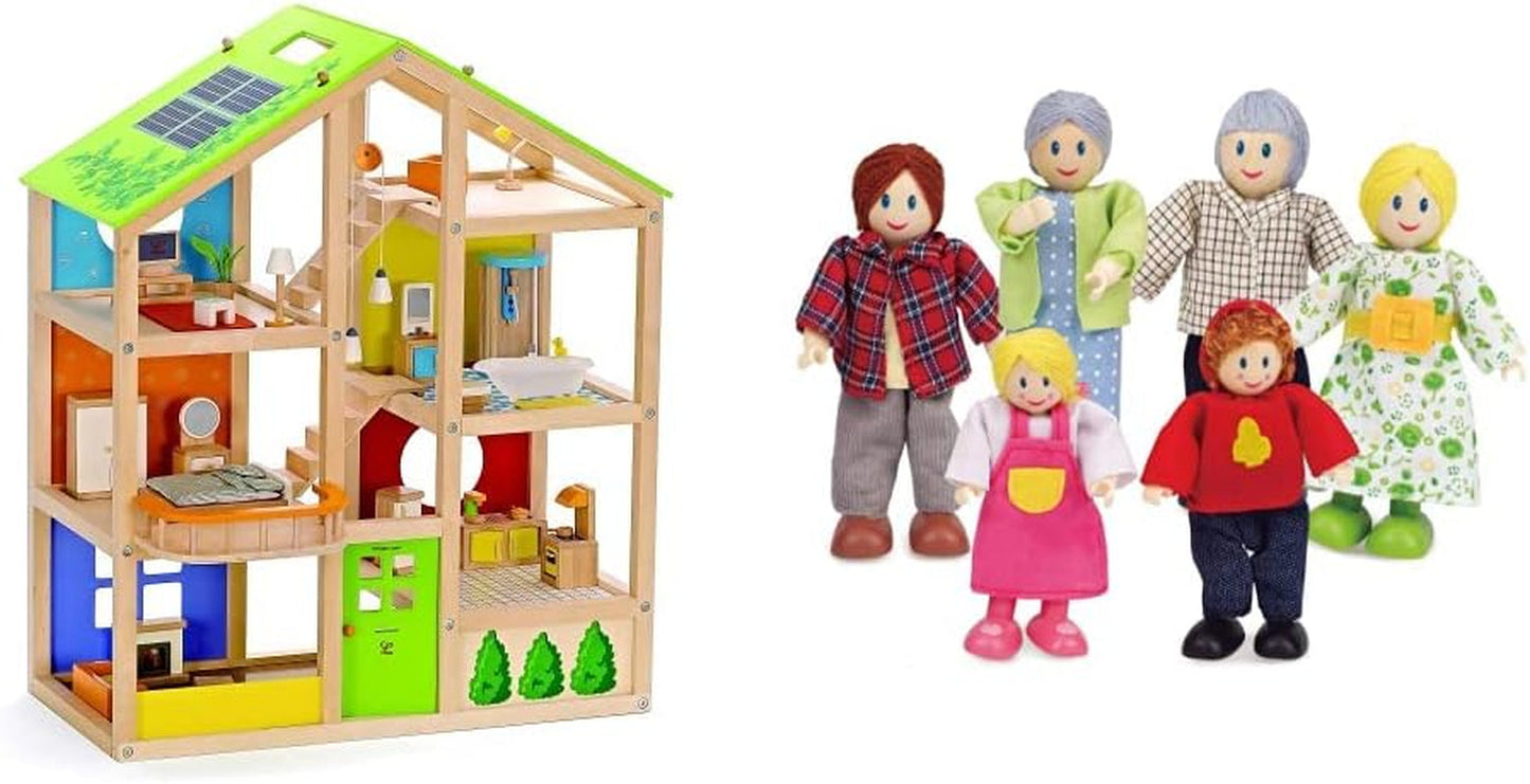 Hape E3401 Four Seasons House, møbleret og E3500 - Dukkefamilie, lys hud