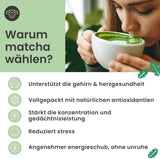 Purechimp Matcha-pulver af ceremoniel kvalitet 50 g. 100% ren skyggedyrket tepulver til lattes, infusioner og opskrifter. Genanvendelig krukke. Rig på antioxidanter.