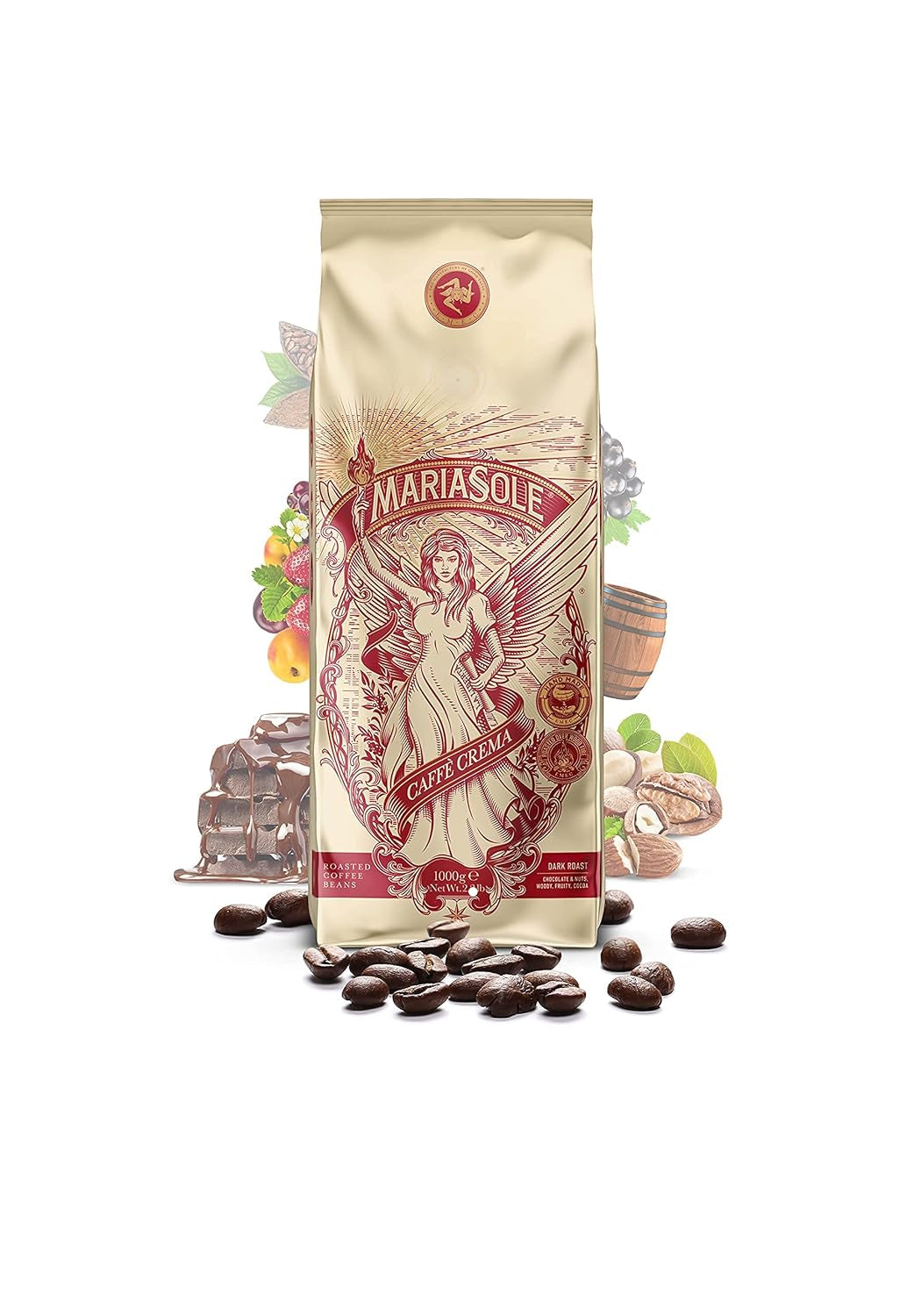 Caffè Crema 1kg – Traditionel Röstung i Sizilien über Holzfeuer In Handarbeit – Premium Kaffeebohnen für Vollaautomat und Siebträger