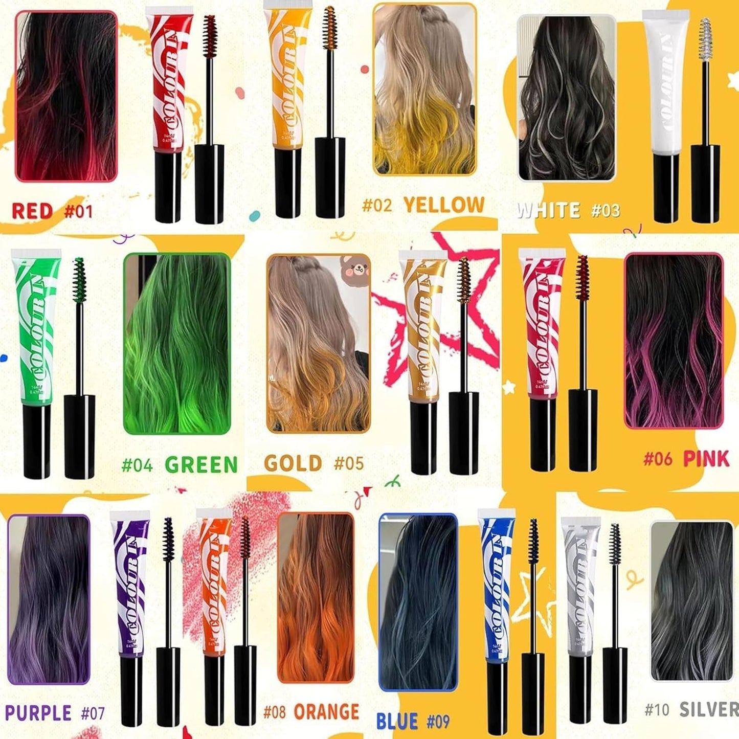 Grøn midlertidig hårfarve - 14 ml Hårkridt Hårfarve, vaskbar grøn hårfarvepind, Instant Color Hårkridt, Carnival Chalk Hårfarve til jul Halloween, Carnival, Cosplay Hair Dye Naty Shop