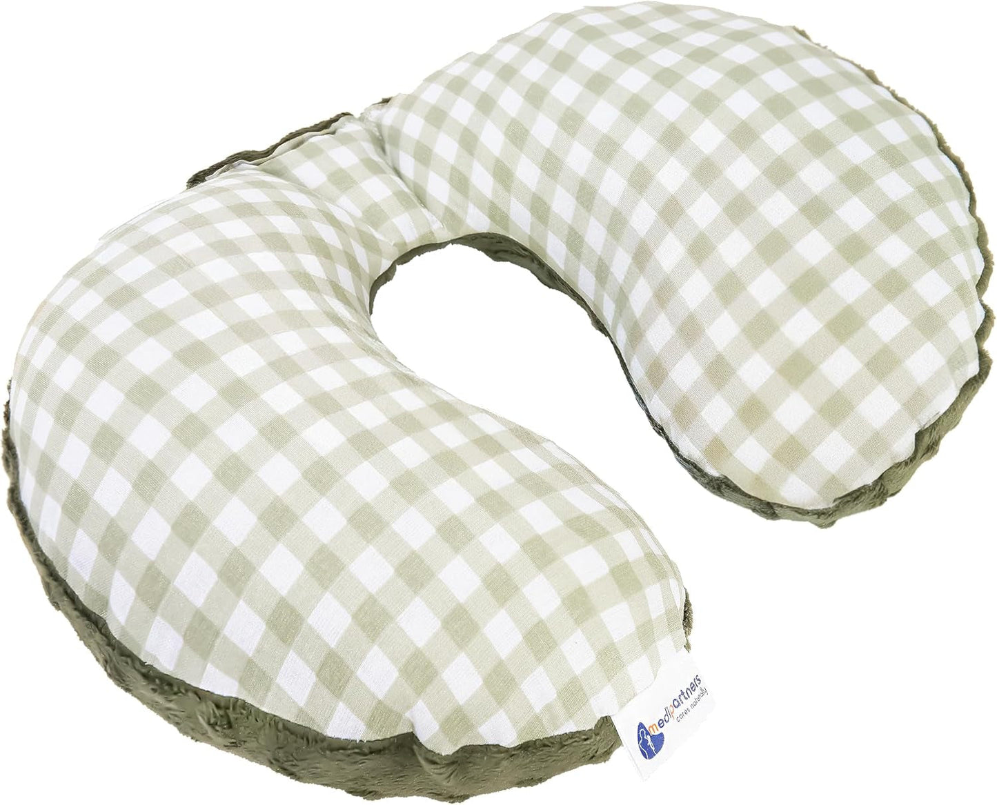 Medi Partners Baby Nakkepude Nakkestøtte 100% Bomuld / Minky Baby Nakkepude til Bilvogn Rejser Søvn Nakkepude Snooze Roll (REH med Grå Minky) Cervikale ortopædiske puder Naty Shop Oliven Mink Tjekket