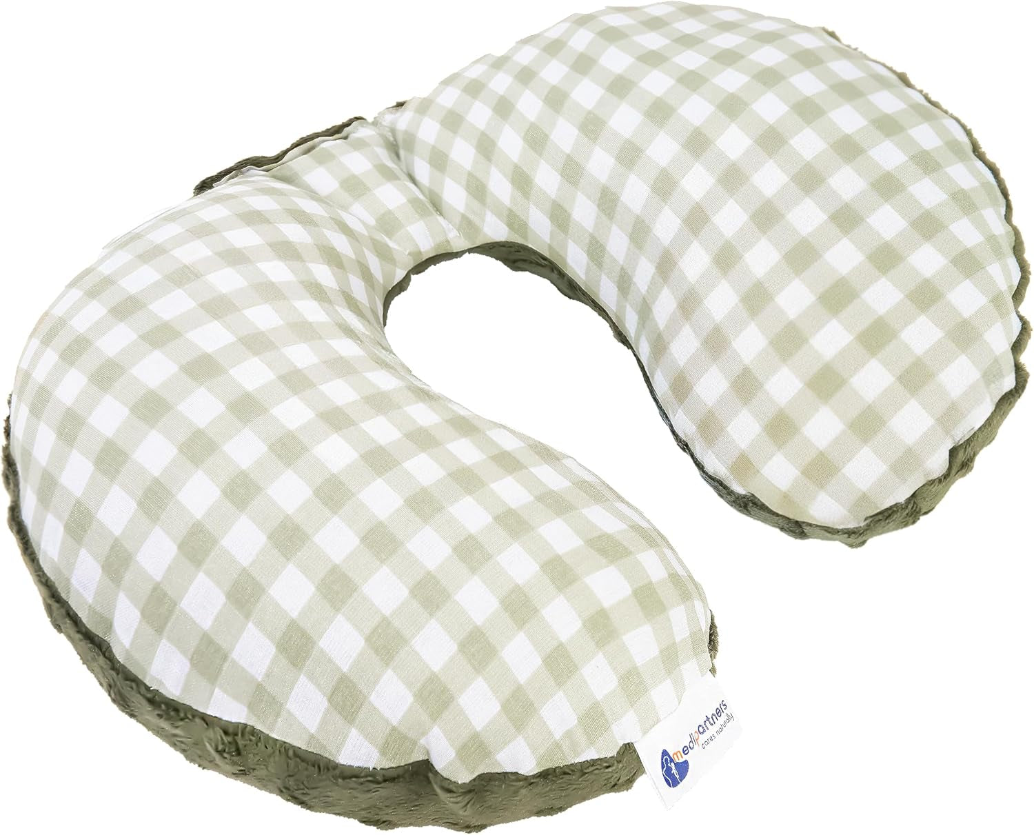 Medi Partners Baby Nakkepude Nakkestøtte 100% Bomuld / Minky Baby Nakkepude til Bilvogn Rejser Søvn Nakkepude Snooze Roll (REH med Grå Minky) Cervikale ortopædiske puder Naty Shop Oliven Mink Tjekket
